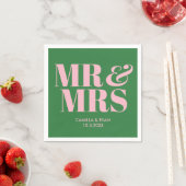 Groene Mr & Mrs Gepersonaliseerde bruiloft servett Servet (Insitu)