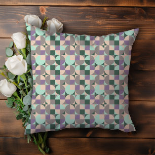 Groene munt beige abstract geometrisch patroon kussen