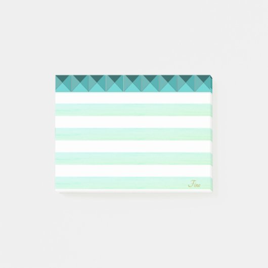 Groene Munt Pyramide Shapes & Stripes Post-it® Notes (Voorkant)