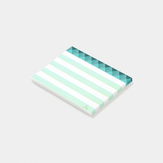 Groene Munt Pyramide Shapes & Stripes Post-it® Notes (Schuin)