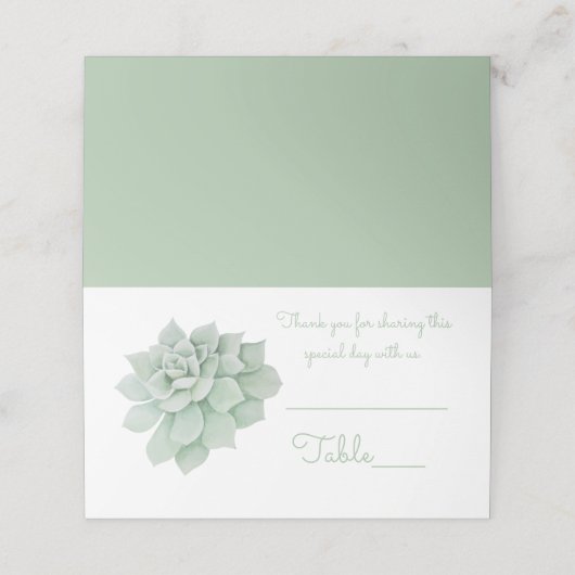 Groene Munt Succulent Cactus Waterverf bruiloft (Buitenkant ongevouwen)