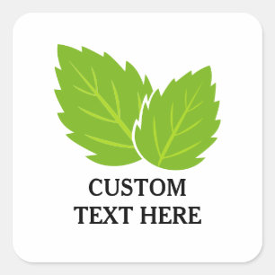 Groene muntblaadjes tekening op maat vierkante sticker