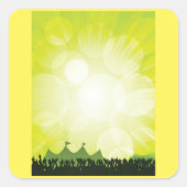 Groene Muziekfestival Silhouetconcertpubliek Vierkante Sticker (Voorkant)