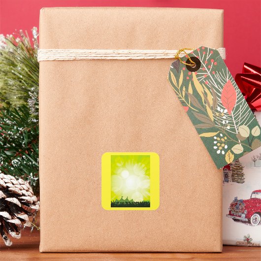 Groene Muziekfestival Silhouetconcertpubliek Vierkante Sticker