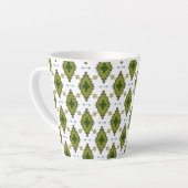 Groene naadloze diamantvorm latte mok (Linkerhoek)