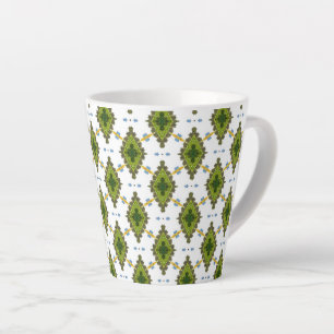 Groene naadloze diamantvorm latte mok