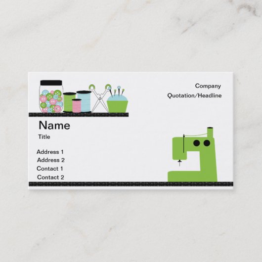 Groene naaimachine visitekaartje (Voorkant)