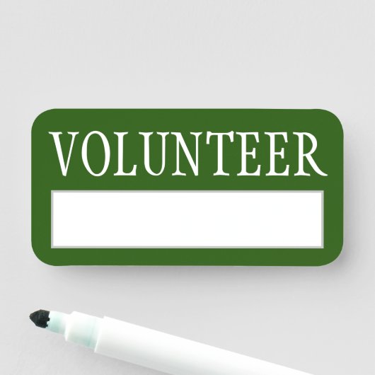 Groene naam "VOLUNTEER" Naamplaatje (In situ)
