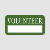 Groene naam "VOLUNTEER" Naamplaatje (Voorkant)