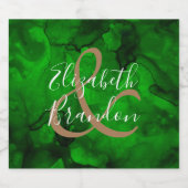 Groene naar zwarte gekleurde Waterverf Sparkling Wijnetiket (Enkel label)