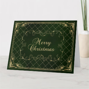 Groene namaak gouden sierrand vrolijk kerstfeest kaart