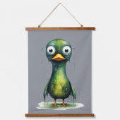 Groene nat Angry Abstract Duck Hangend Wandkleed (Voorkant)