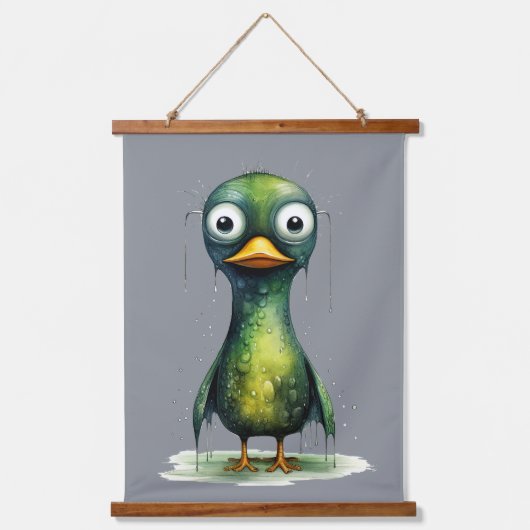 Groene nat Angry Abstract Duck Hangend Wandkleed (Voorkant)