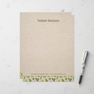 Groene Natuur Rand op Kraft Paper Letterhead Briefhoofd