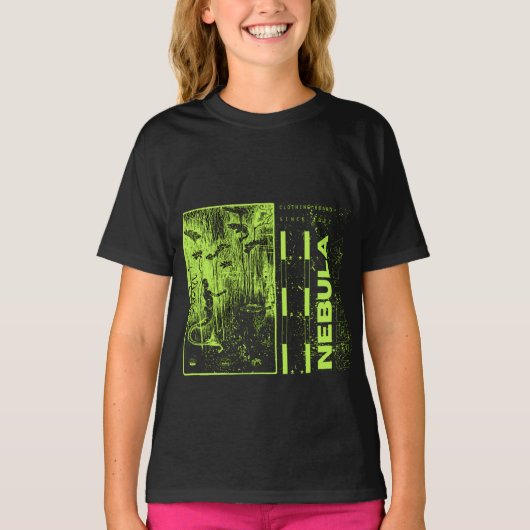 Groene neon en zwarte heuploze moderne nebula hoodie (Voorkant)