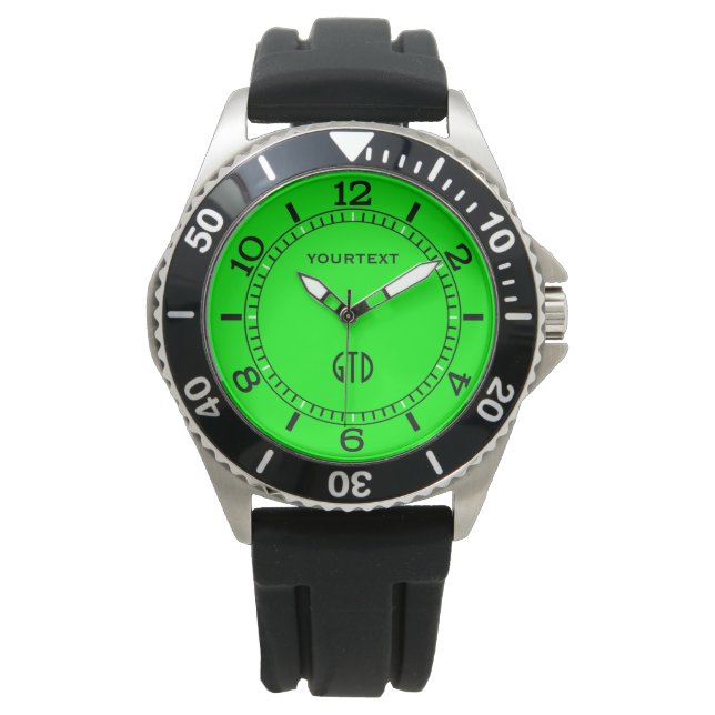 Groene neon kleur personaliseer dit horloge (Voorkant)