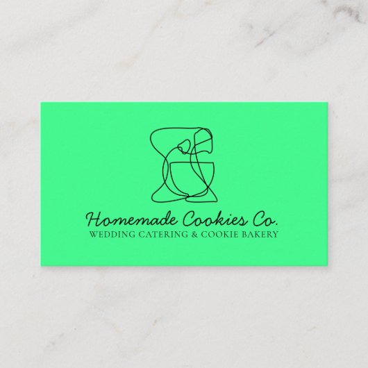 Groene Neon lijn Zelfgemaakt eten Bakkerij Koken Visitekaartje (Voorkant)