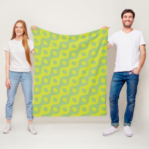 Groene Neon Ovale Cirkel Golvende Lijn Modern Patr Fleece Deken