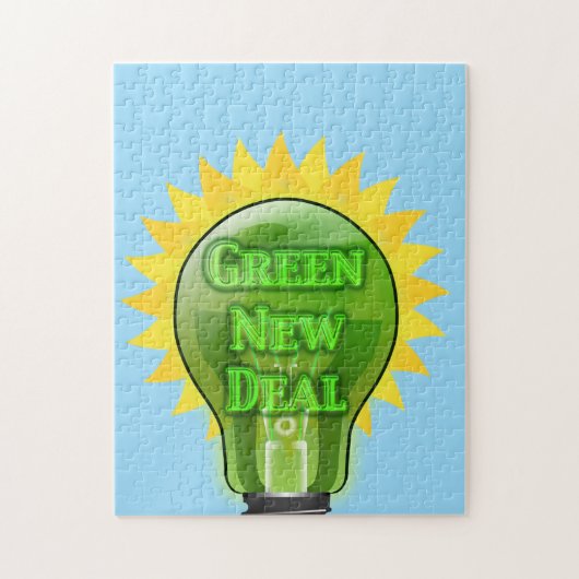 Groene Nieuwe Deal Light Bulb Legpuzzel (Verticaal)