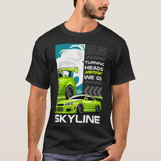 Groene Nissan GTR T-shirt (Voorkant)