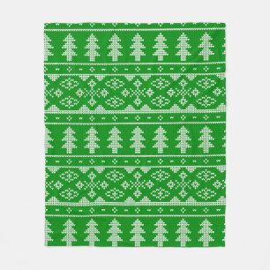 Groene nit Sweater met Deer Fleece Blanket Deken