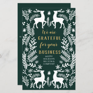 Groene Nordic Reindeer Business Holiday Card