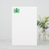 groene octopi briefpapier (Staand voorkant)