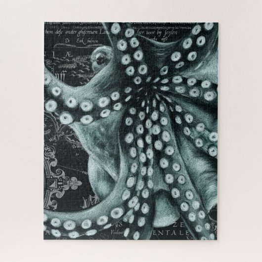 Groene octopus Colored Pencil Map Legpuzzel (Verticaal)