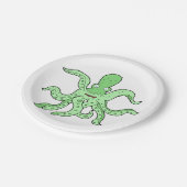 Groene Octopus Karakter Eigenzinnig Zee Monster Papieren Bordje (Gekanteld)