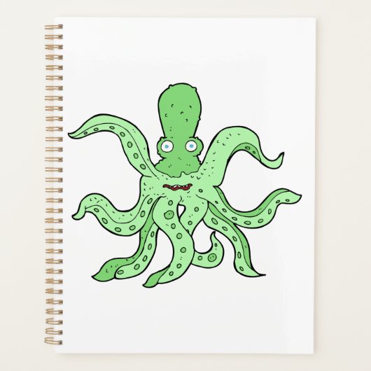 Groene Octopus Karakter Eigenzinnig Zee Monster Planner (Voorkant)