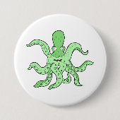 Groene Octopus Karakter Eigenzinnig Zee Monster Ronde Button 7,6 Cm (Voorkant)