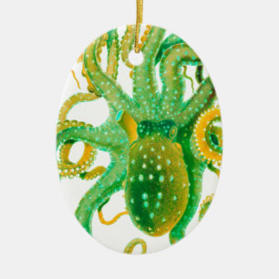 groene octopus keramisch ornament
