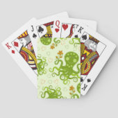 Groene Octopussen Met Bloemen Pokerkaarten (Achterkant)