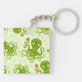 Groene octopussen met bloemen sleutelhanger (Achterkant)
