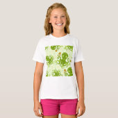 Groene octopussen met bloemen t-shirt (Voorkant volledig)