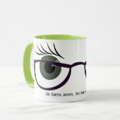 Groene ogen en glazen mok (Voorkant links)