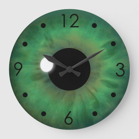 Groene ogen Iris Eyeball Custom Large  Grote Klok (Voorkant)