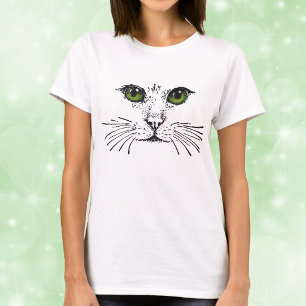 Groene Ogen Kat Kop Snorharen T-shirt