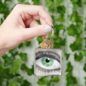 Groene ogen met danserijsilhouettes in Iris Sleutelhanger (Hand)