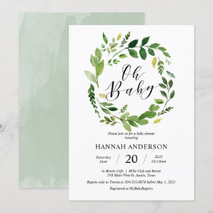 Groene Oh Baby Shower Moderne Script Kaart