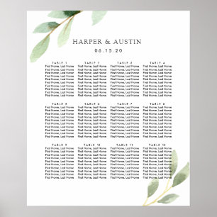 Groene olieramp Botanical Wedding Seating Chart Poster