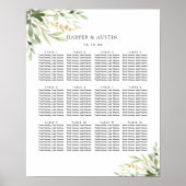 Groene olieramp Botanical Wedding Seating Chart Poster (Voorkant)