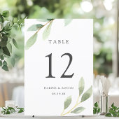 Groene olievlek Botanical Wedtable Number 5x7 Kaart
