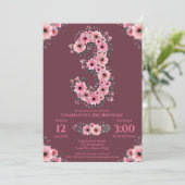 Groene olievlek Grote 3e verjaardag Girl Pink Flow Kaart (Staand voorkant)