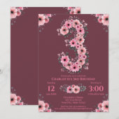 Groene olievlek Grote 3e verjaardag Girl Pink Flow Kaart (Voorkant / Achterkant)