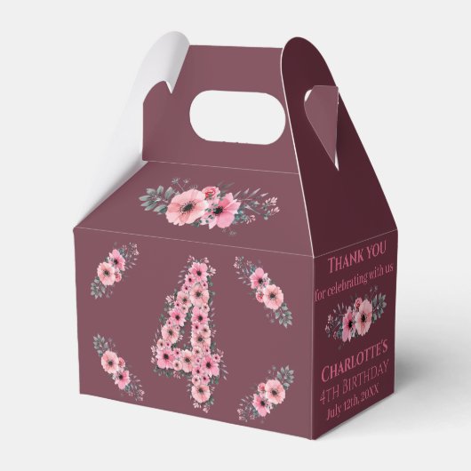 Groene olievlek Grote 4e verjaardag Girl Pink Flow Bedankdoosjes (Voorkant Zijde)