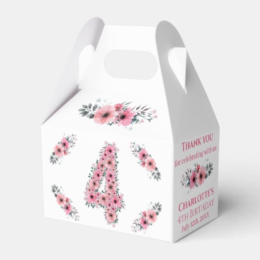 Groene olievlek met bloemen bloemen bedankdoosjes (Achterkant)