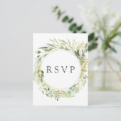 Groene olievlek met botanische bruiloft RSVP Uitnodiging Briefkaart (Staand voorkant)