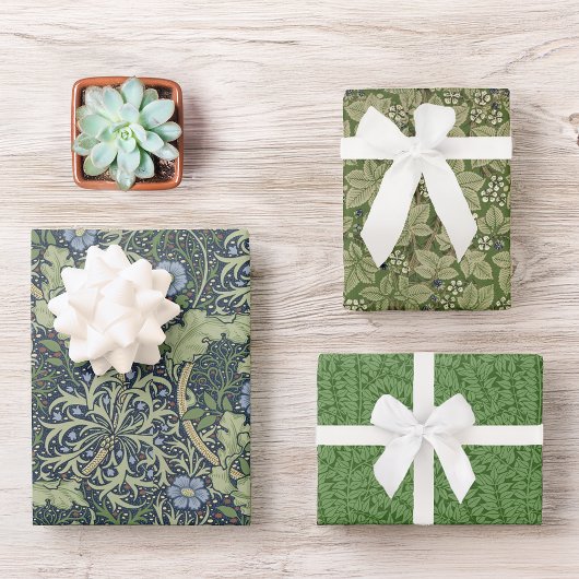 groene olievlek Morris Seaweed Bramble Wrapp Inpakpapier Vel