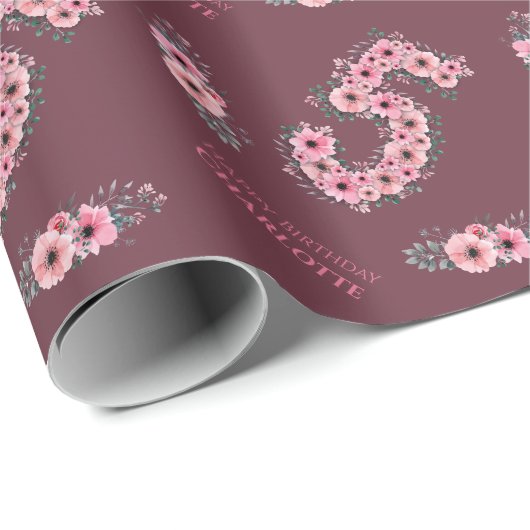 Groene olievlek op 5-jarige dag cadeaupapier (Rol Hoek)